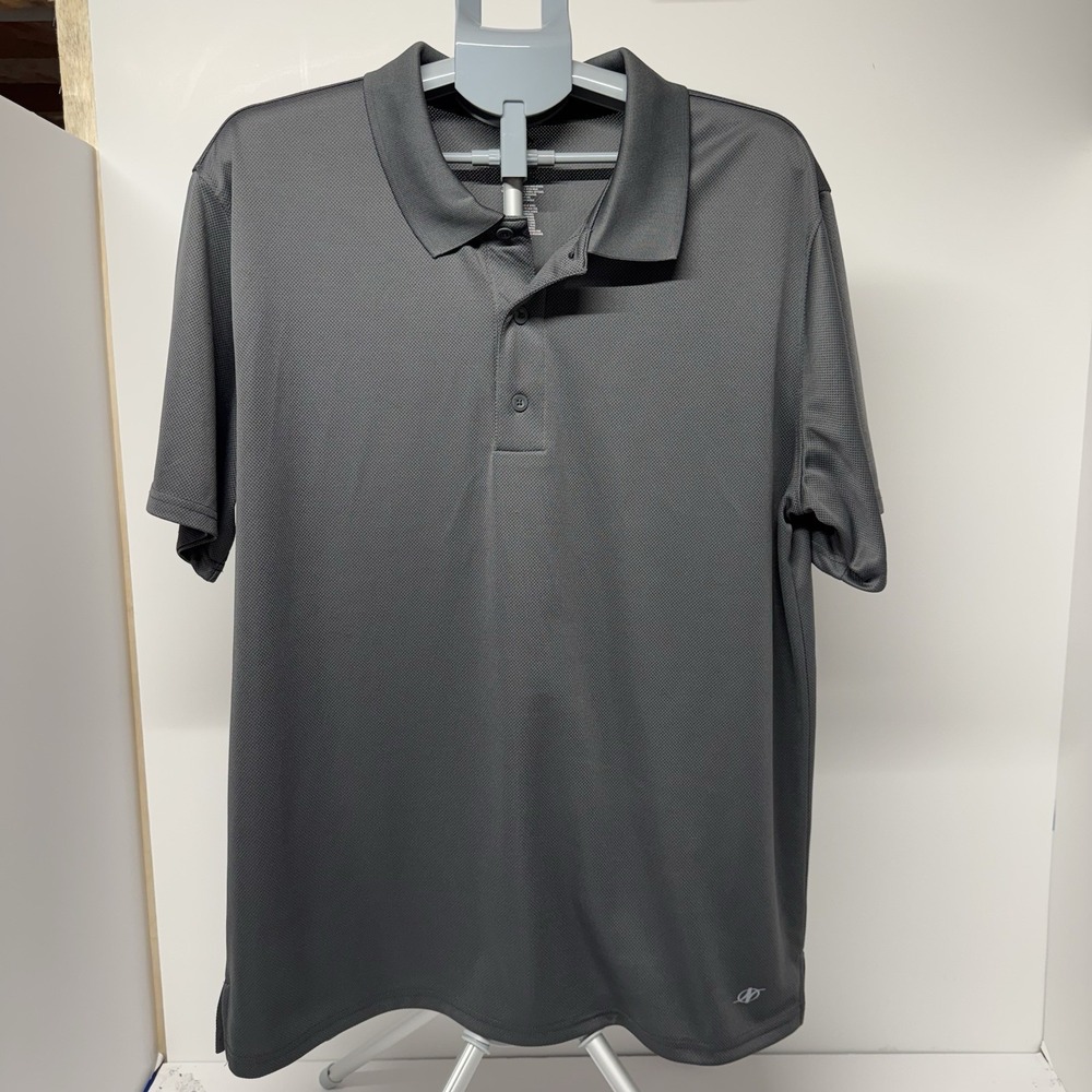 NordicTrack Men's XL Regular Polo Shirt Gray Solid Polyester Short Sleeve